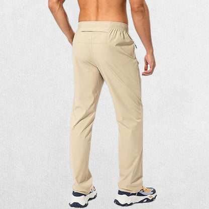 Men's Workout Athletic Trousers with Elastic Waist and Zipper Pockets