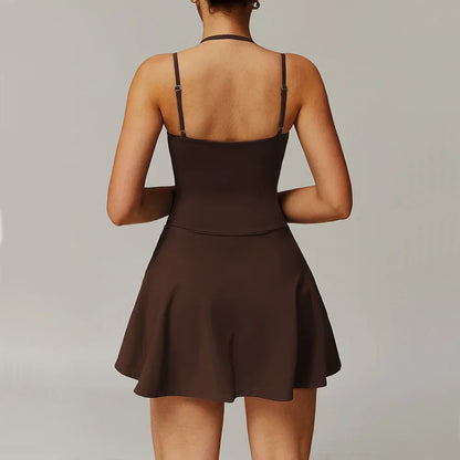 Gym Jumpsuits Women's Fitness Suit Short Sets Sports Overalls for Woman Tracksuit Yoga Clothing Workout Sportswear Short Skirt