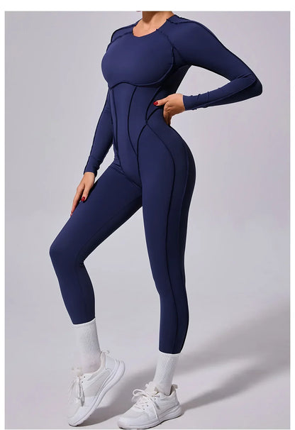 Workout Jumpsuit Sports Overalls Women Tracksuit Gym Clothing Running Long Sleeved Fitness Suits Gym Clothes Sportswear Yoga Set