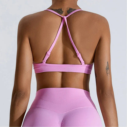 Women Sports Underwear Scrunch Push-up High Support Adjustable Thin Shoulder Strap Tank Fitness Top Seamless Workout Yoga Bras