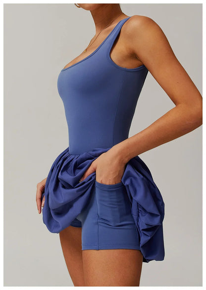Rompers Women Yoga Jumpsuit Set Sexy Anti Glare One-Piece Jumpsuit Dance Ballet Sports Dress Gym Push up Running Tennis Sports