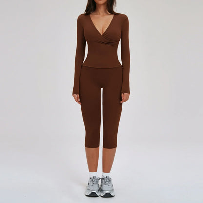 Yoga Suit 2PCS Sports Outfits Women Quick-Drying Gym Set Women Tracksuit Running Workout Long Sleeve Sports Shirt Yoga Clothing