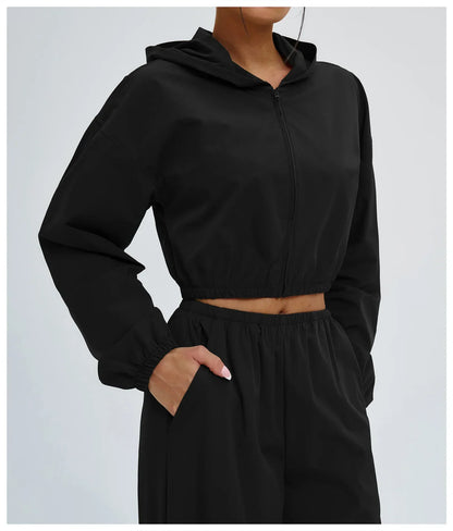 New Yoga Long Sleeve Outdoor Sunscreen Coat Women's Zipper Windproof Hoodie Sports Coat Cycling and Mountaineering Outerwear Top