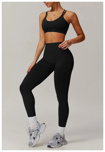 Women's Sports Bra Sexy Criss Cross Straps Back High Support Impact Yoga Underwear Running Fitness Gym Padded Bralette Tops