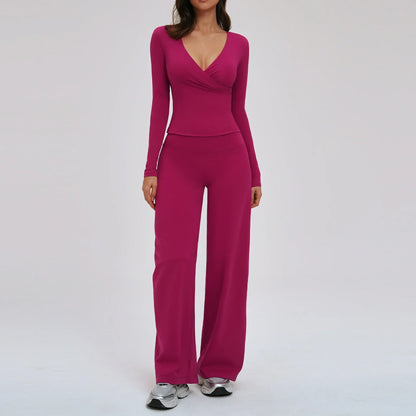 Yoga Suit 2PCS Sports Outfits Women Quick-Drying Gym Set Women Tracksuit Running Workout Long Sleeve Sports Shirt Yoga Clothing