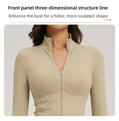 Yoga Long Sleeve Zipper Jacket Women Crop Tops T-shirts Solid Sports Top Running Shirts Sexy Quick Dry Fitness Gym Sport Wear