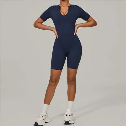 Summer Jumpsuits Short Sleeve Yoga Bodysuit Women Yoga Set Gym Tracksuit Push-up Rompers Workout Clothes Dance Fitness Bodysuit