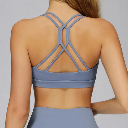 Women Tops Back Cross Strap Tank Top Push Up Underwear Running Sports Bra Breathable Soft Fitness Beauty Solid Color Yoga Bra