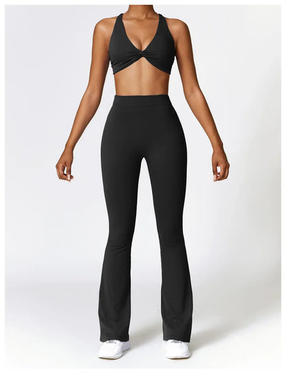 V-shaped Hip Yoga Pants Flare Leggings Women High Waist Wide Leg Pants Women Gym Fitness Sports Flared Pant Dance Trousers