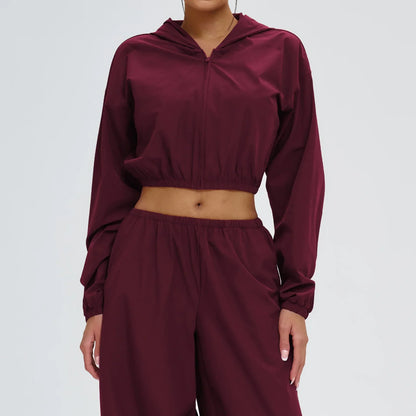 New Yoga Long Sleeve Outdoor Sunscreen Coat Women's Zipper Windproof Hoodie Sports Coat Cycling and Mountaineering Outerwear Top