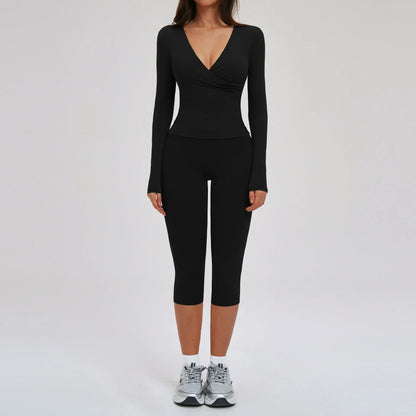 Yoga Suit 2PCS Sports Outfits Women Quick-Drying Gym Set Women Tracksuit Running Workout Long Sleeve Sports Shirt Yoga Clothing