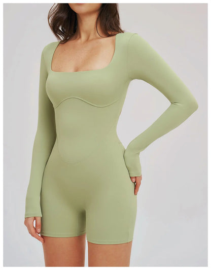 Women Bodysuits Gym Rompers Push Up Workout Clothes Backless Scrunch Fitness Sports Yoga Bodysuit Short Sleeves Fitness Jumpsuit