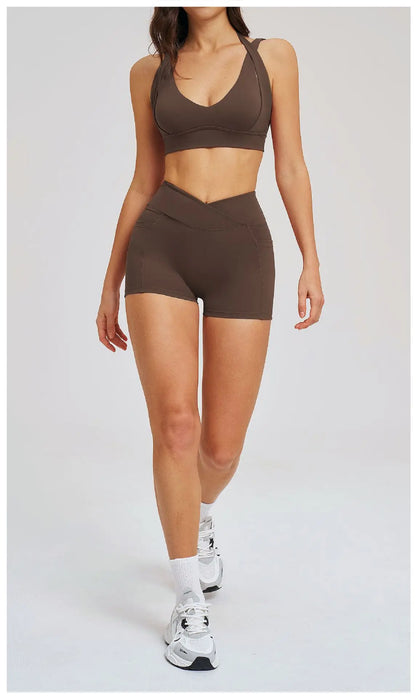 Sports Set 2 Pieces Shorts Gym Exercise Clothes Women's Yoga Suit Fitness Outfits Short Underwear Training Workout Tracksuit